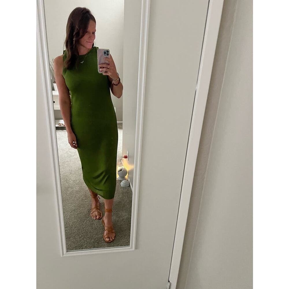 ATLEIN Green Crewneck Sleeveless Knit Midi Layered Bodycon Sheath Dress Size XS - Picture 14 of 14